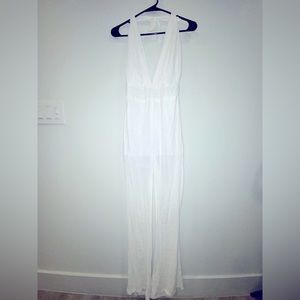 White halter linen jumpsuit